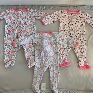 Flowers/Butterfly 0-3 month sleepers, Girls PJ lot